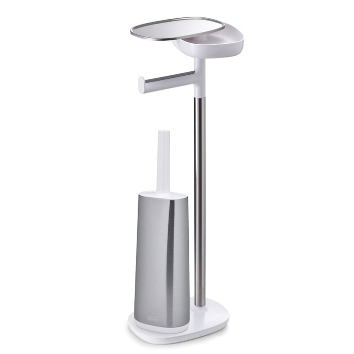 Joseph Joseph - EasyStore Plus Toilet paper holder with Flex Steel Toilet brush, stainless steel / white