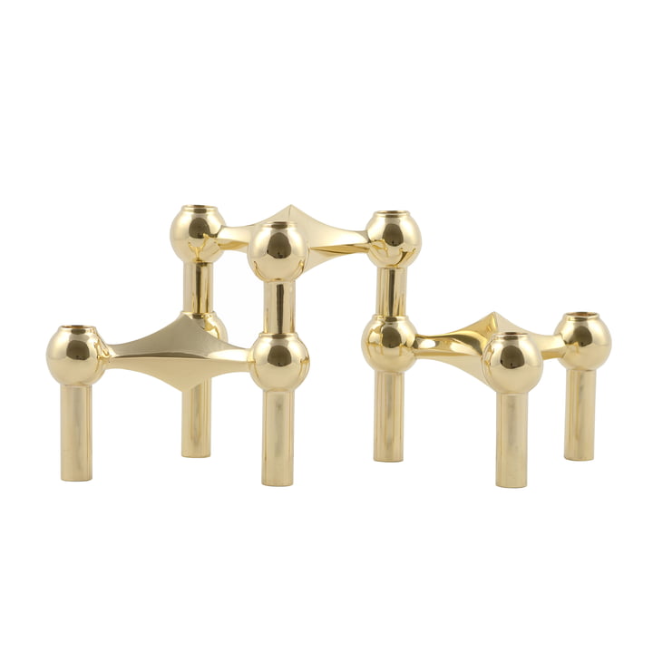 Candle holder, set of 3 from Stoff Nagel in brass