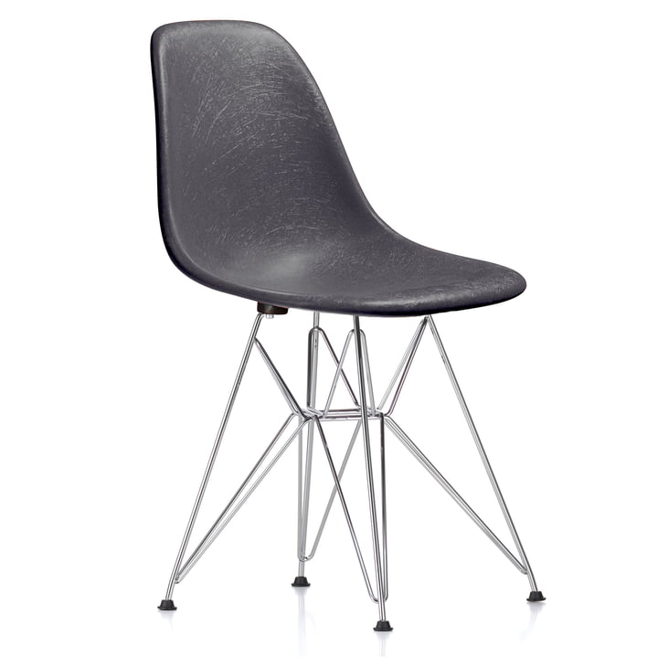 Eames Fiberglass Side Chair DSR by Vitra - chrome plated / Eames elephant hide grey
