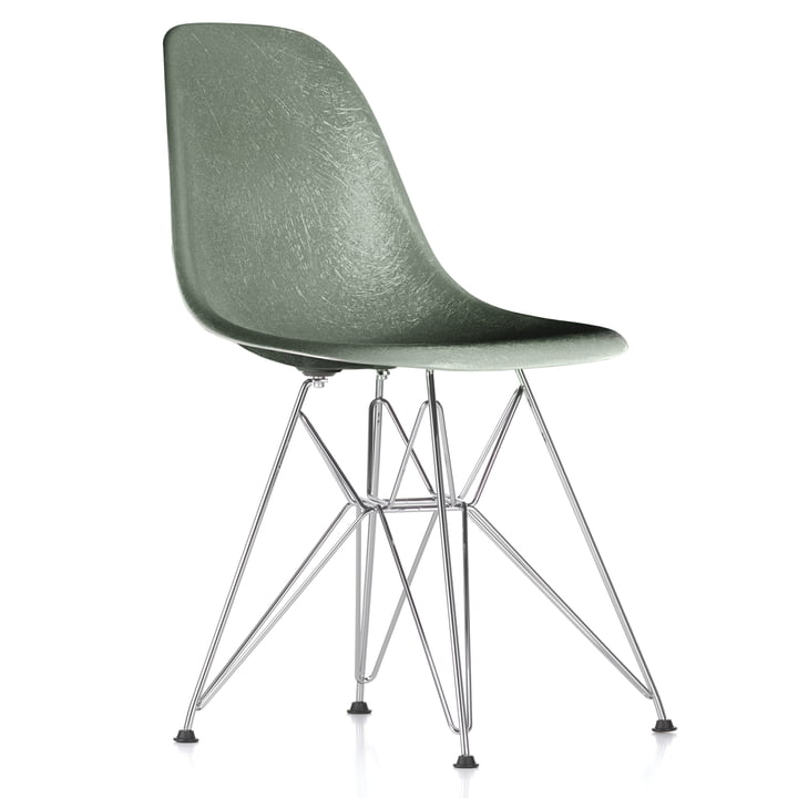 Eames Fiberglass Side Chair DSR by Vitra - chromed / Eames sea foam green