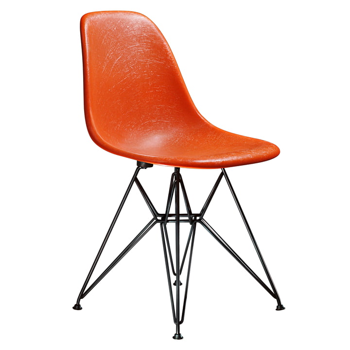 Eames Fiberglass Side Chair DSR from Vitra - basic dark / Eames red orange