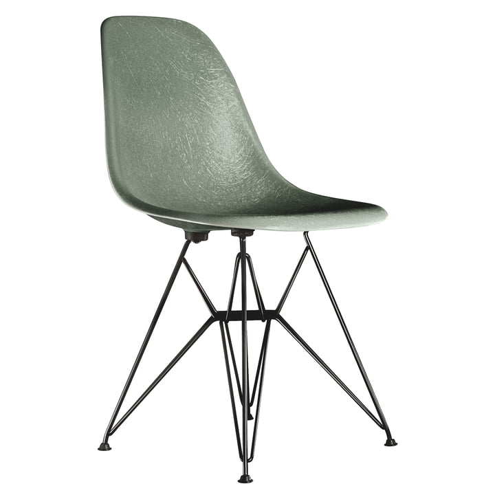 Eames fibreglass side chair DSR by Vitra - basic dark / Eames sea foam green