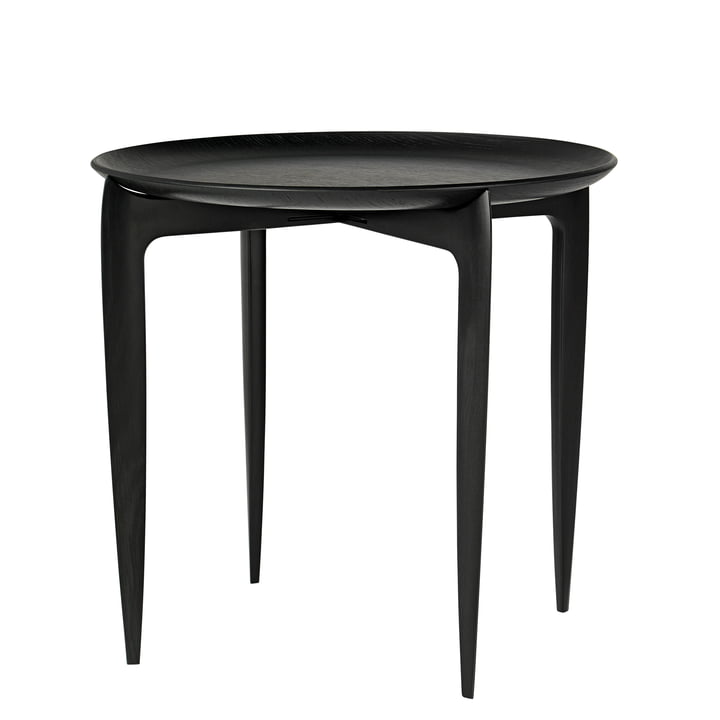 Round tray side table in black from Fritz Hansen 45 cm tall
