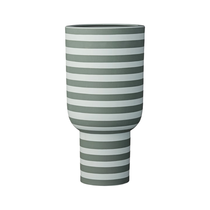 Varia Sculptural Vase, Ø 15 x H 30 cm in dusty green / forest from AYTM