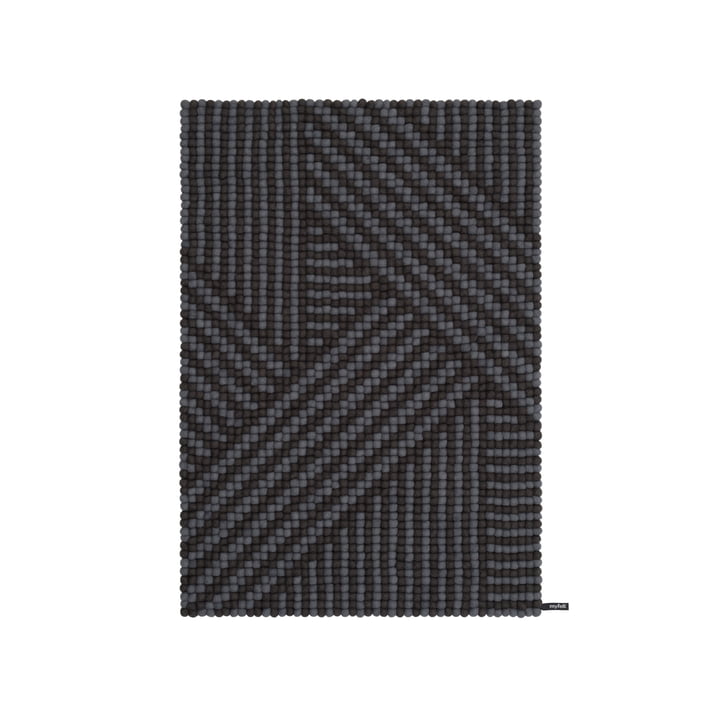 Weave felt ball carpet, 90 x 130 cm in anthracite / dark grey by myfelt