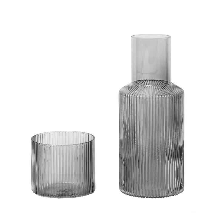Ripple Carafe set, small / smoked gray from ferm Living