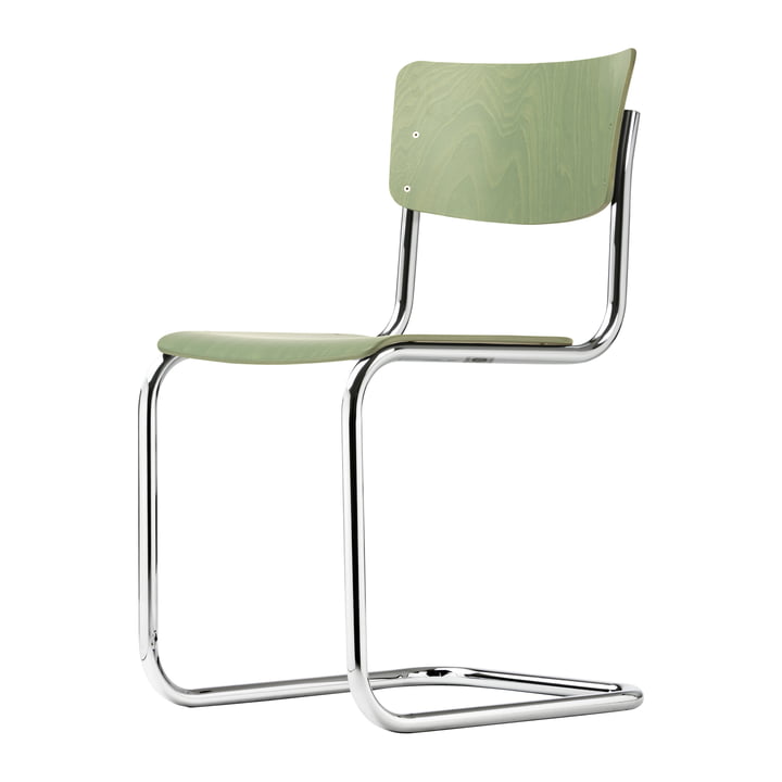 S 43 Chair from Thonet in chrome / beech reed green stained (TP 262)