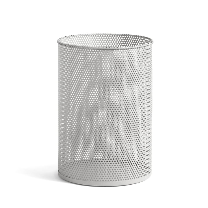 Perforated Bin L, Ø 30,5 x H 44 cm by Hay in light grey