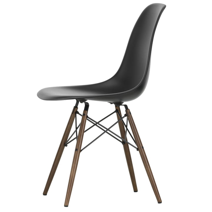 Eames Plastic Side Chair DSW by Vitra in maple dark / deep black