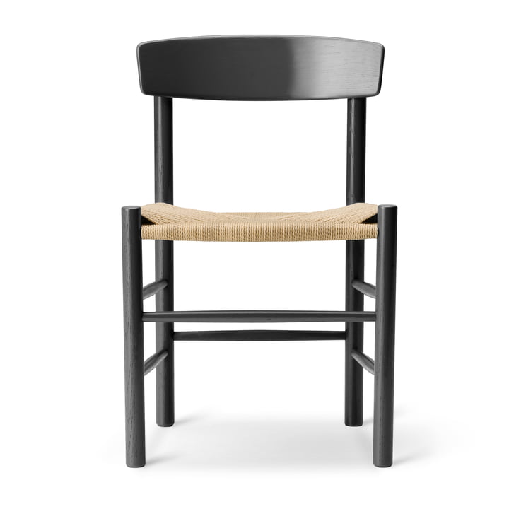 J39 Mogensen Chair in black lacquered oak / cord weave nature of Fredericia