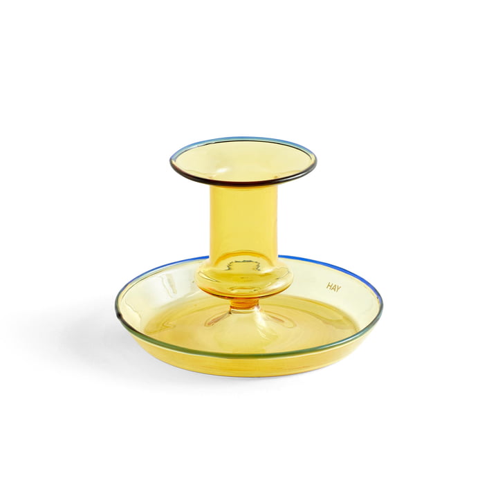 Flare Candlestick, Ø 11 x H 7,5 cm in yellow from Hay
