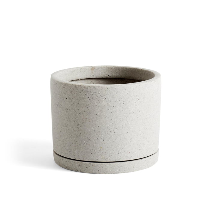 Flowerpot with saucer cylindrical L, Ø 20 x H 14.5 cm in gray by Hay