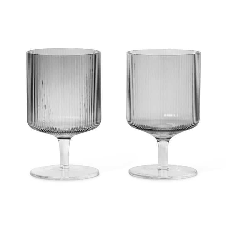 Ripple Wine glass from ferm Living in smoked gray (set of 2)