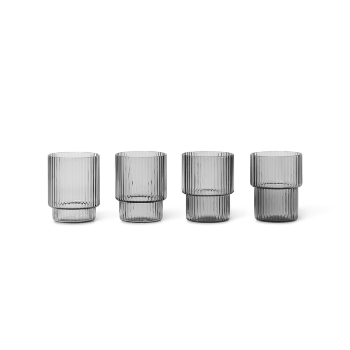 Ripple Drinking glass small, smoked gray (set of 4) by ferm Living