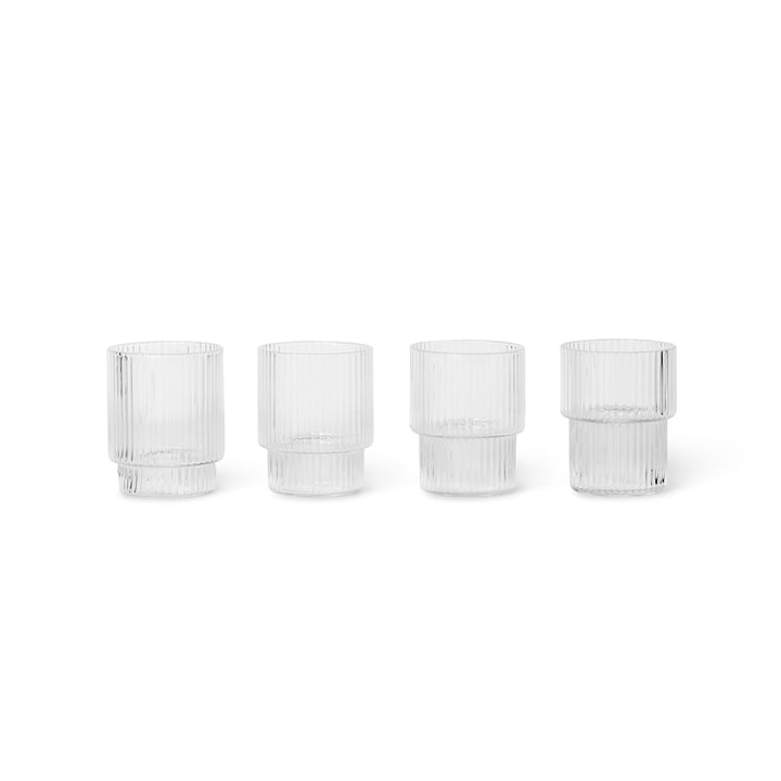 Ripple Drinking glass small, clear (set of 4) by ferm Living