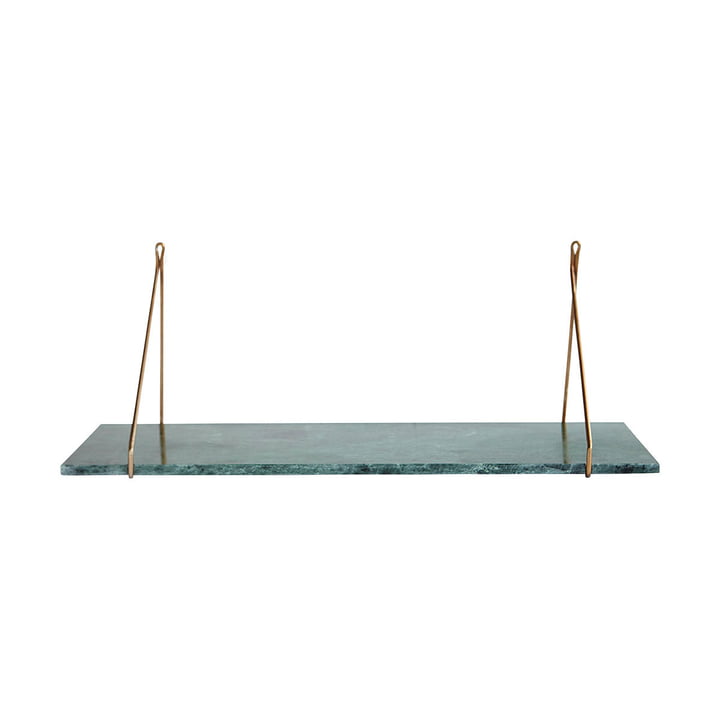 Marble wall shelf 24 x 70 cm from House Doctor in brass / marble green