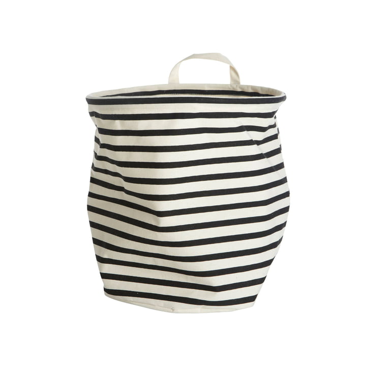 Storage Basket Stripes Ø 30 x H 30 cm by House Doctor in black / white