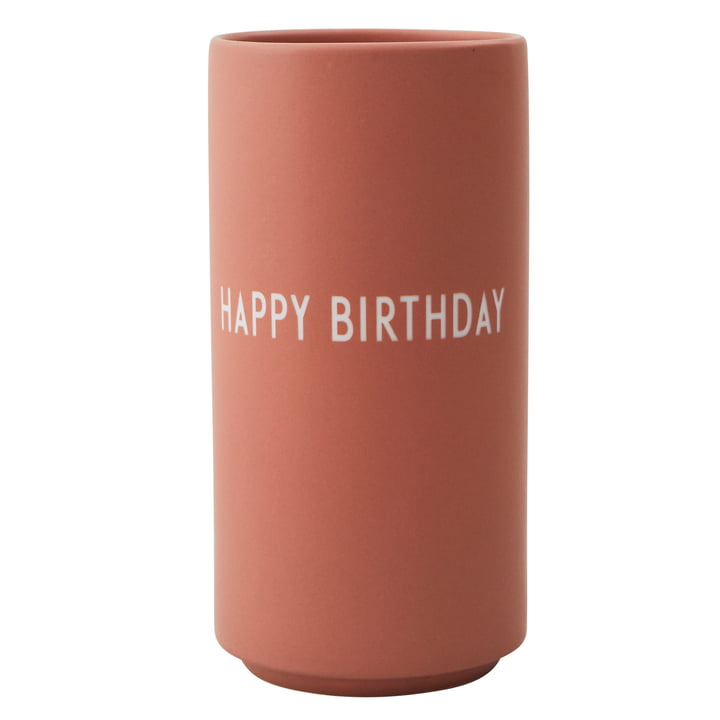 AJ Favourite Porcelain Vase Happy Birthday by Design Letters in nude