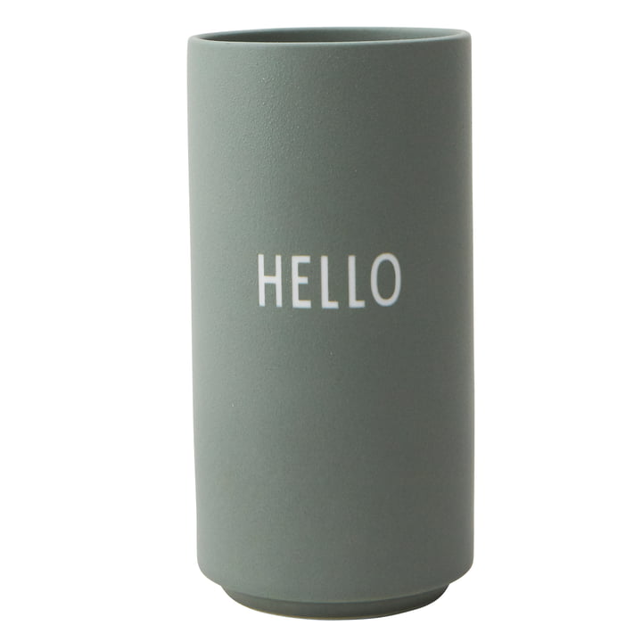 AJ Favourite Porcelain Vase Hello by Design Letters in green