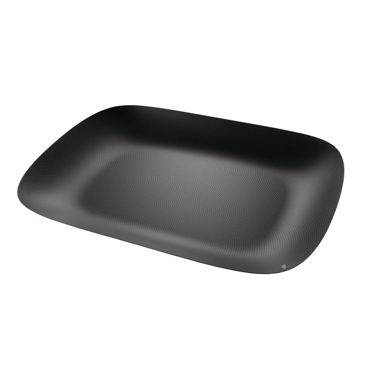 Moiré tray 45 x 34 cm by Alessi in black with relief decoration