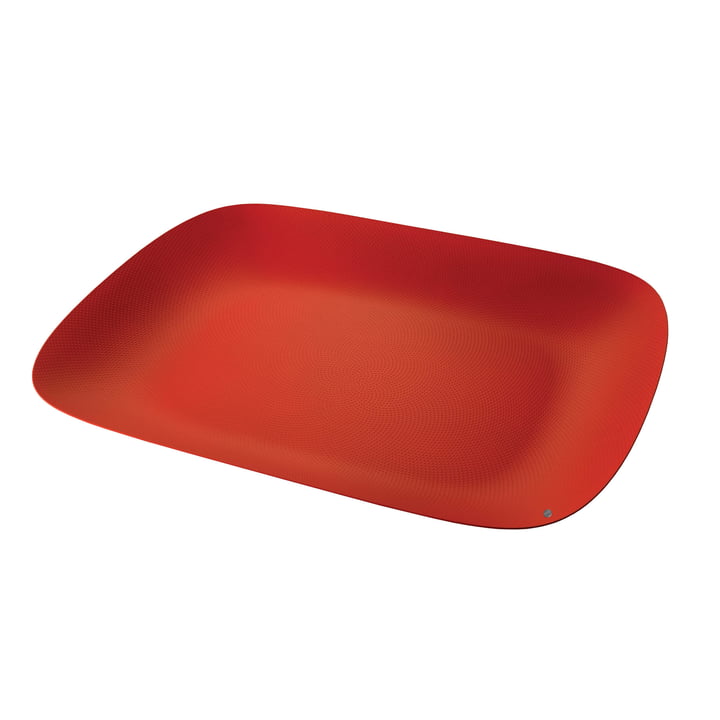 Moiré Tray 45 x 34 cm by Alessi in red with relief decoration