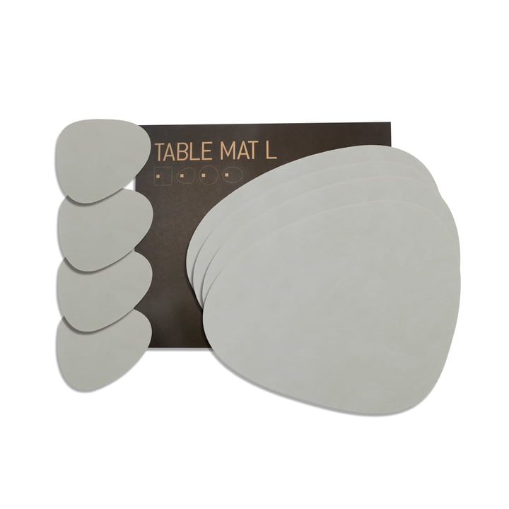 Gift set Curve L by LindDNA in Nupo metallic (4 placemats + 4 glass coasters)
