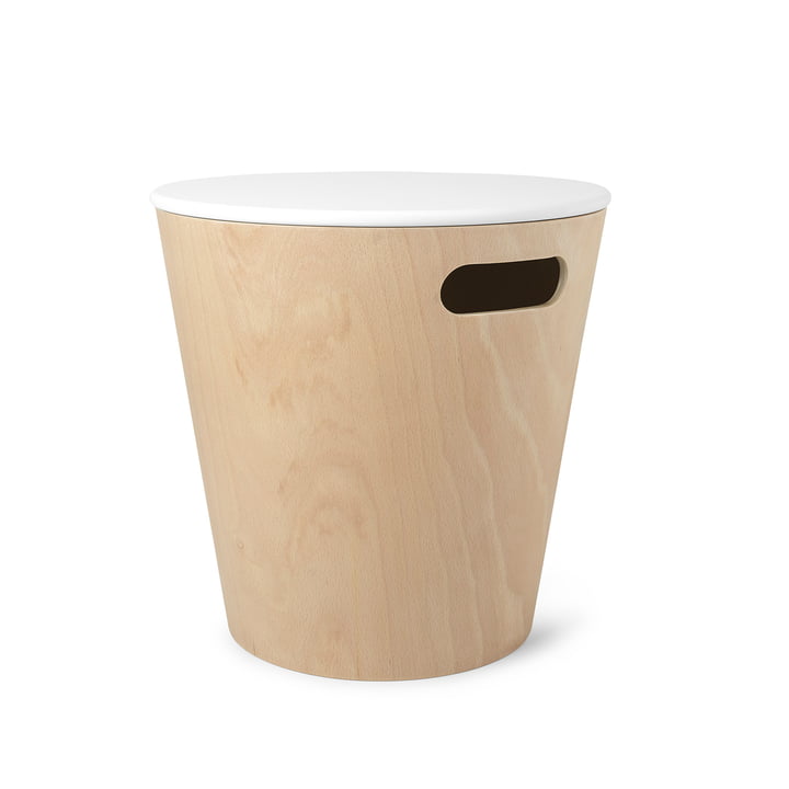 Woodrow stool/ side table with storage space from Umbra in nature / white