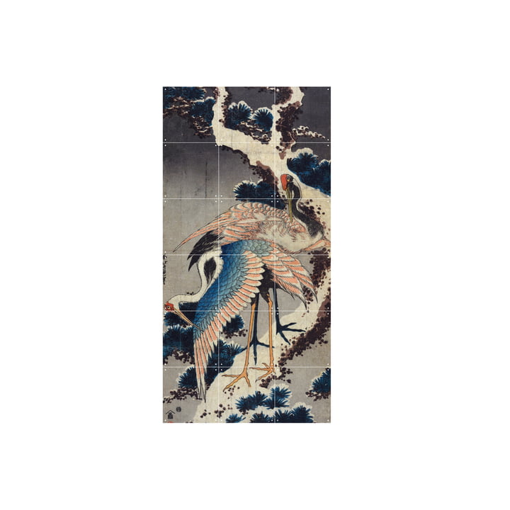 Cranes at the branch of a snow-covered jaw (Hokusai) 60 x 120 cm from IXXI