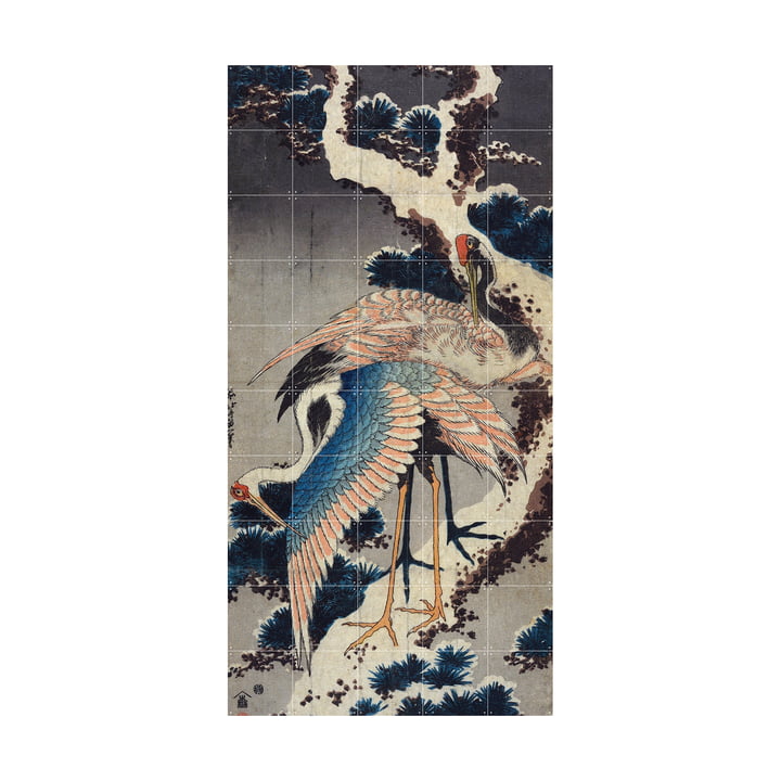 Cranes at the branch of a snow-covered jaw (Hokusai) 100 x 200 cm from IXXI