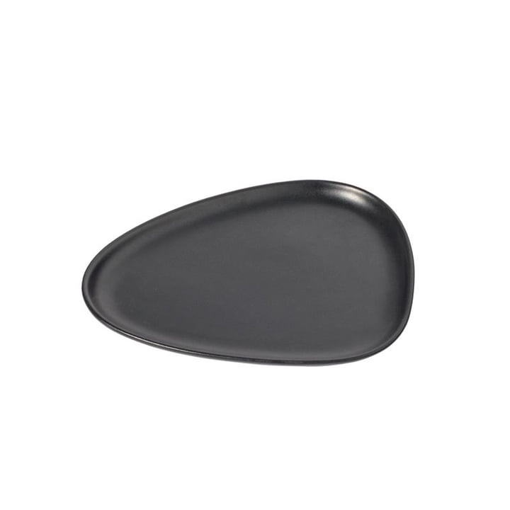 Curve Stoneware Lunch Plate 22 x 19 cm from LindDNA in black