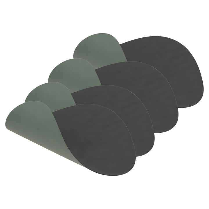 Place mat Curve L Double by LindDNA in Cloud anthracite / Nupo pastel green (set of 4)