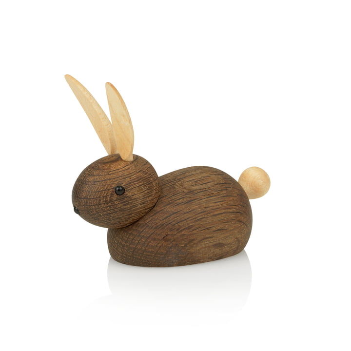 Lucie Kaas - Skjøde hare with pointed ear wooden figure, smoked oak / maple