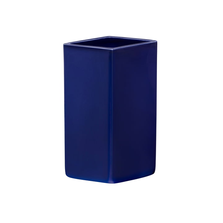 Ruutu ceramic vase 180 mm from Iittala in dark blue