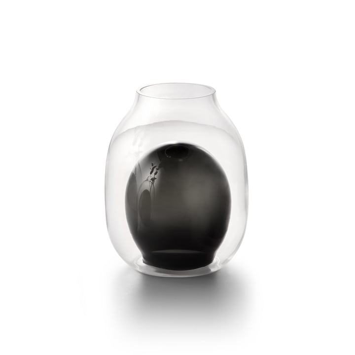 Louisa vase H 19 cm by Philippi in black / clear