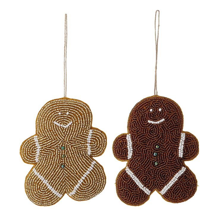 Christmas ornament gingerbread men set of 2 by Bloomingville in brown