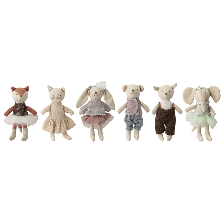 Mini cuddly toy set (set of 6) from Bloomingville in multi-color