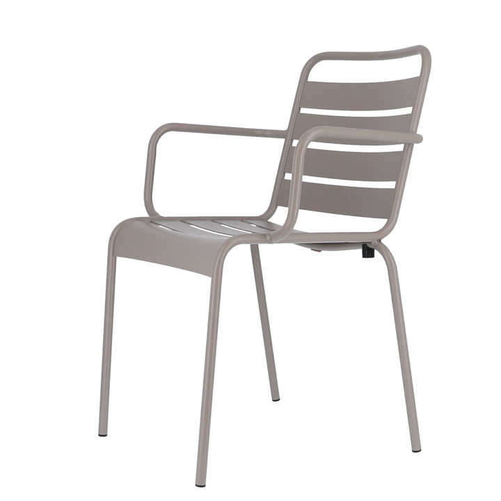 Mya metal chair with armrest from Fiam in taupe