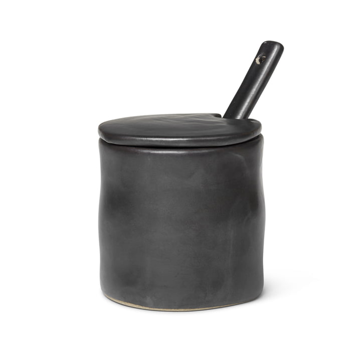 Flow Jam jar with spoon by ferm Living in black