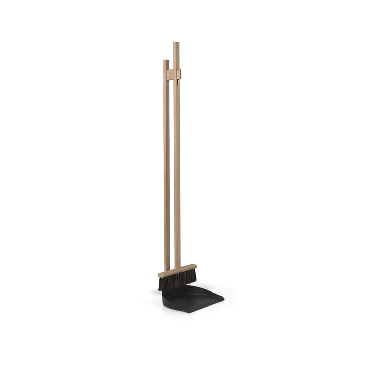 Icon dustpan and broom set by ferm Living in beech natural / black