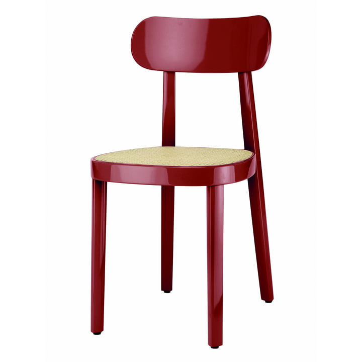 118 Chair of Thonet with wickerwork with plastic support fabric in beech dark red high gloss varnished