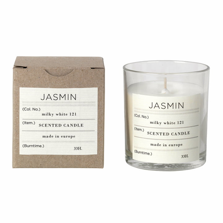 Jasmine scented candle, Ø 8 x H 8 cm, white from Broste Copenhagen