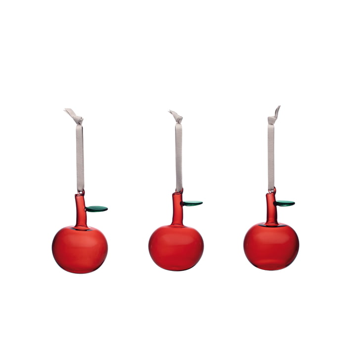 Glass apple (set of 3) from Iittala in red