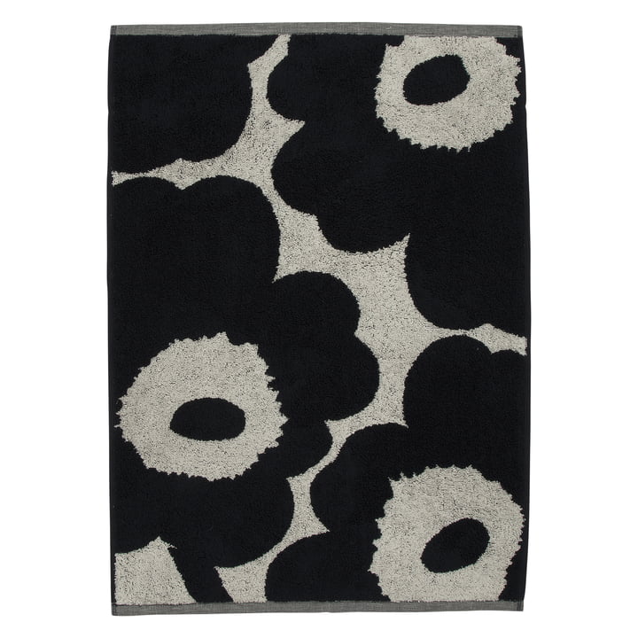 Unikko Towel 50 x 70 cm from Marimekko in cotton white / dark blue