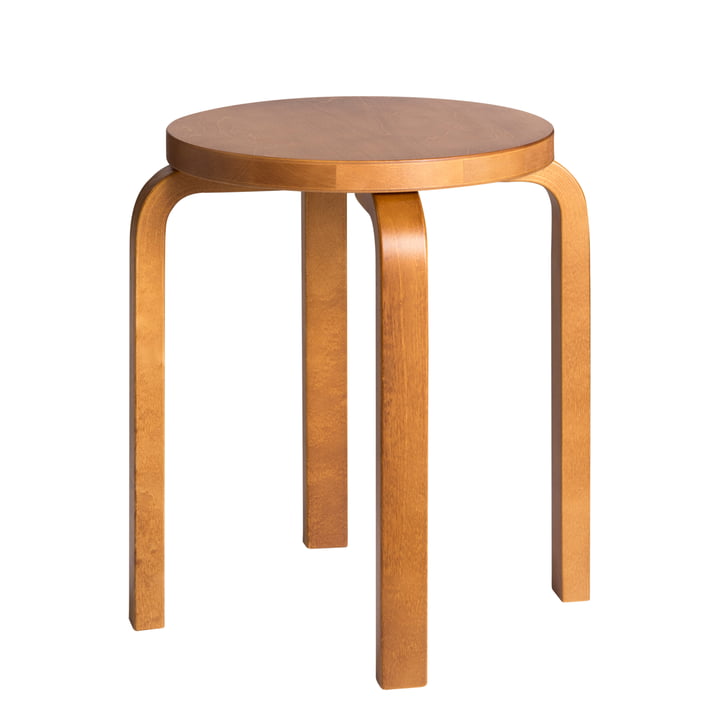 E60 stool by Artek in honey-stained birch