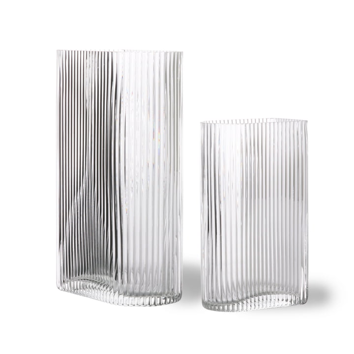 Ribbed glass vase, clear (set of 2) by HKliving