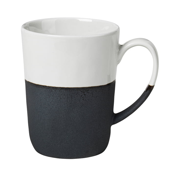 Esrum mug with handle, 35 cl, glossy ivory / matt gray by Broste Copenhagen
