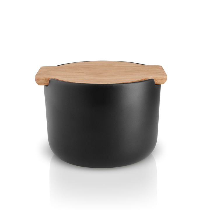 Nordic Kitchen salt jar with lid, oak / black by Eva Solo