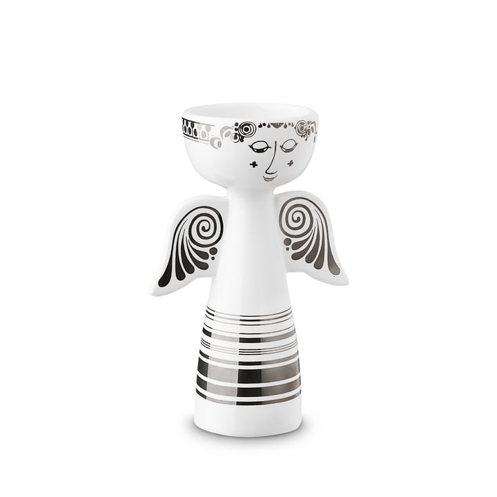 Lucia tea light holder, angel H 13,5 cm, silver by Bjørn Wiinblad