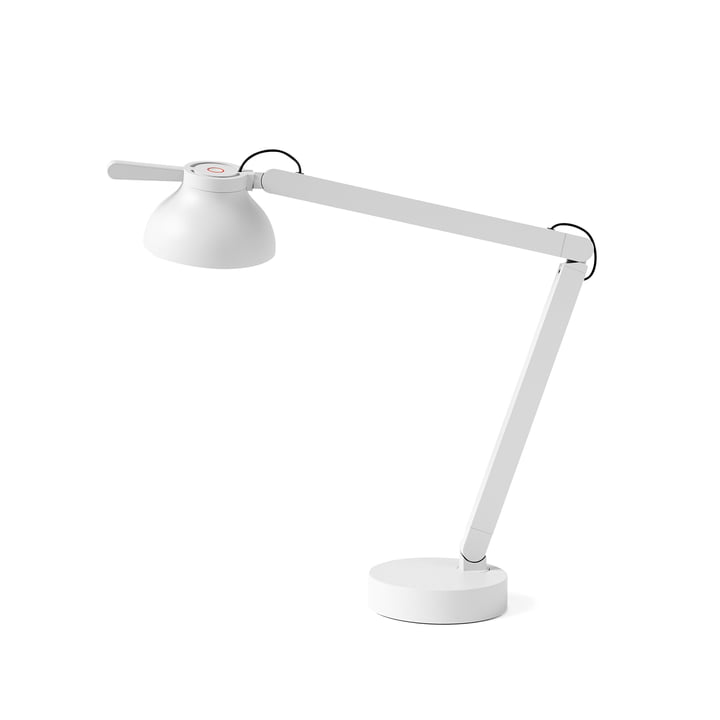 The PC Double Arm LED table lamp by Hay in ash grey