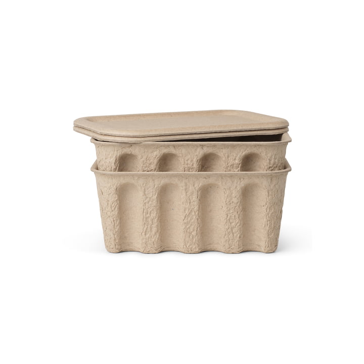 The small Paper Pulp box from ferm Living in brown (set of 2)
